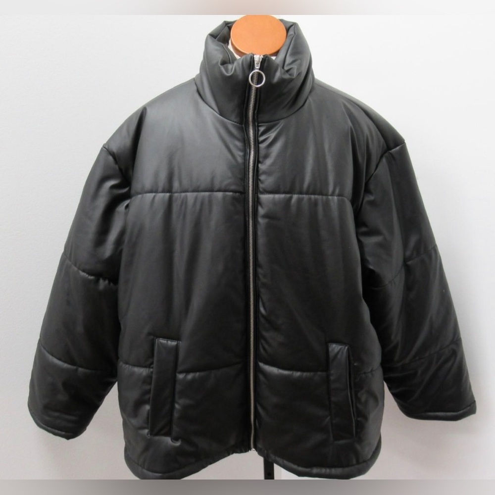 NWT Ashley Stewart Black Zip-Front Puffer Jacket size 22/24
